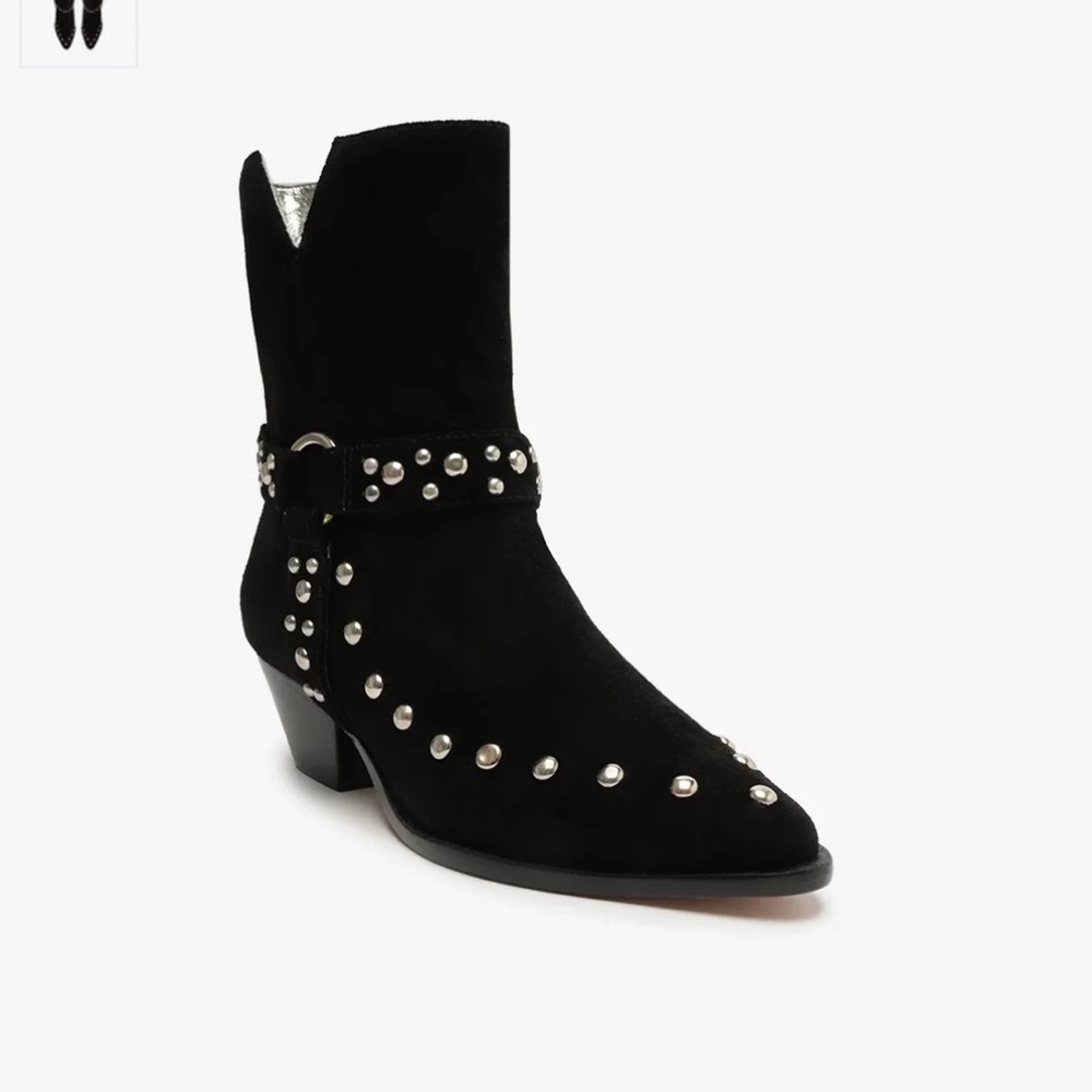SCHUTZ size 6 black suede studded boots
